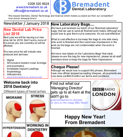 Dental Laboratory Newsletter 2018